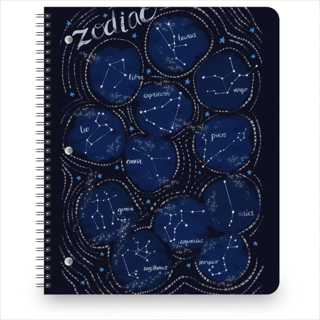 Whats Your Zodiac Sign - Navy Notebook, 8.5x11, Blue, True Blue