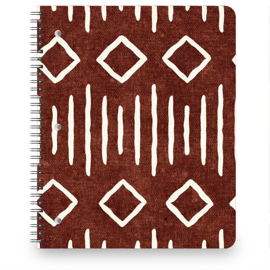 Diamond Mud Cloth Notebook, 8.5x11, Brown, Chestnut