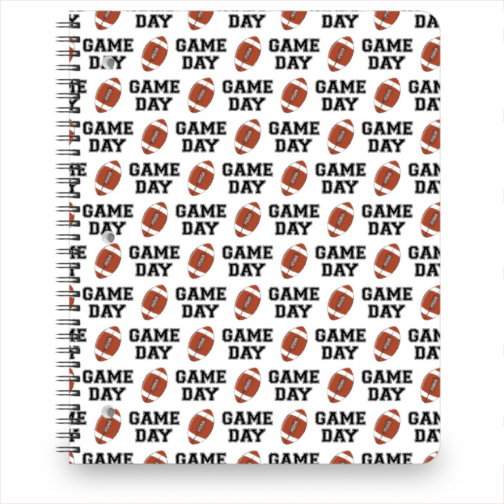 Game Day - College Football - Black and White Notebook, 8.5x11, Brown