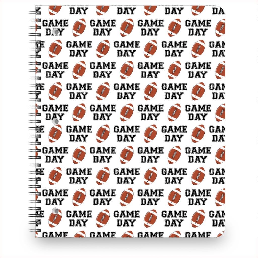 Game Day - College Football - Black and White Notebook, 8.5x11, Brown, Brown