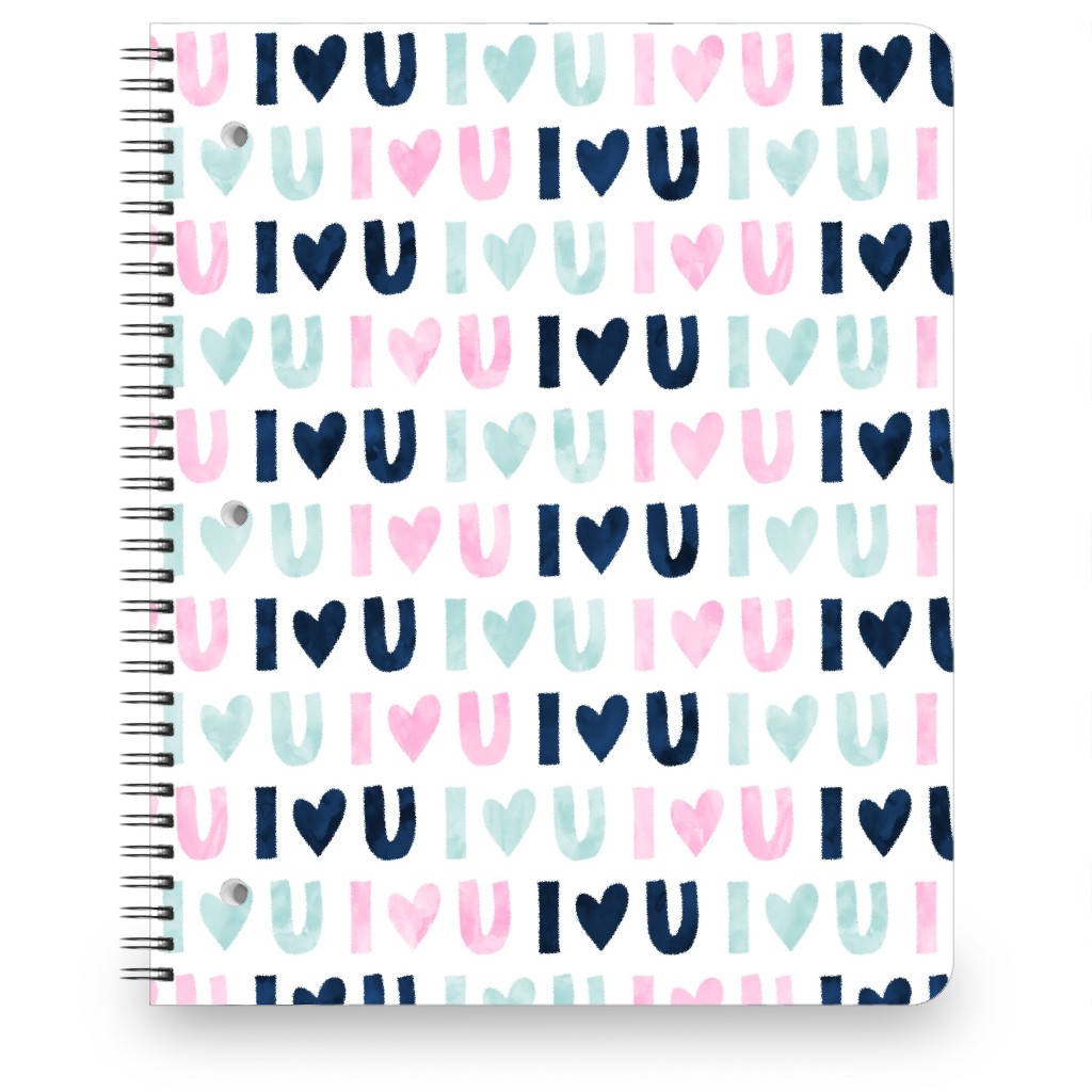 I Love You - Pink Navy Blue Notebook, 8.5x11, Multicolor