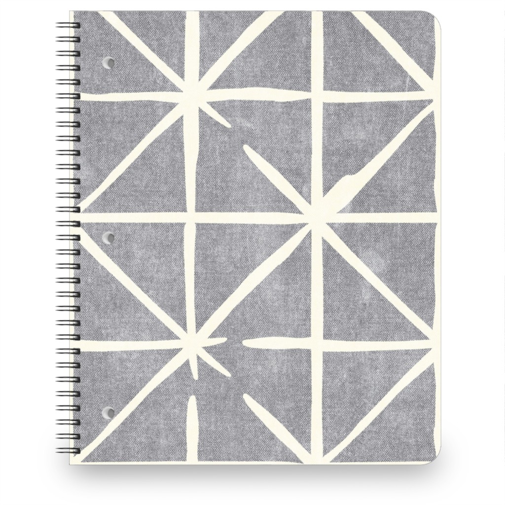 Geometric Triangles - Distressed - Grey Notebook, 8.5x11, Gray, Gray