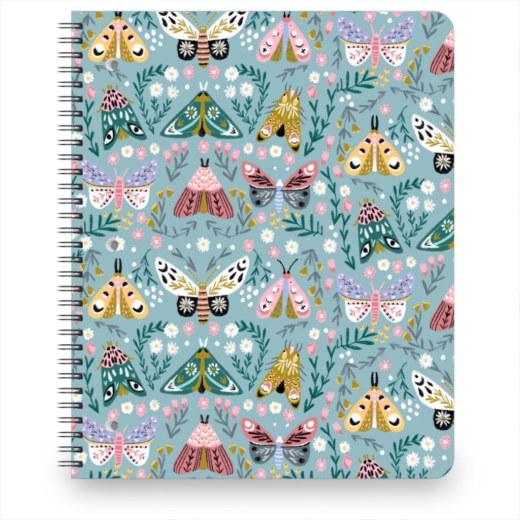 Spring Floral and Butterflies - Blue Notebook, 8.5x11, Multicolor