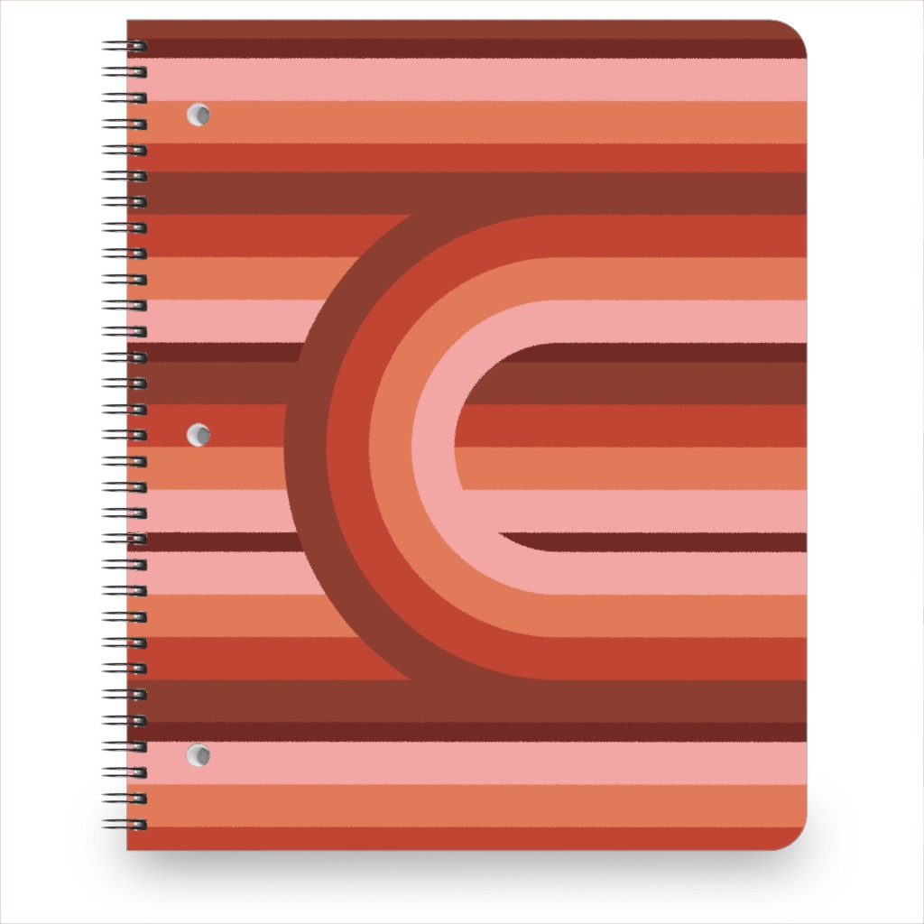 Retro Road - Mauve Multi Notebook, 8.5x11, Red, Red