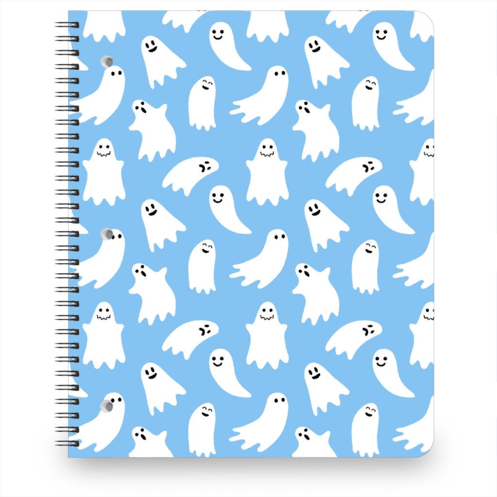 Cute Ghosts - Blue Notebook, 8.5x11, Blue