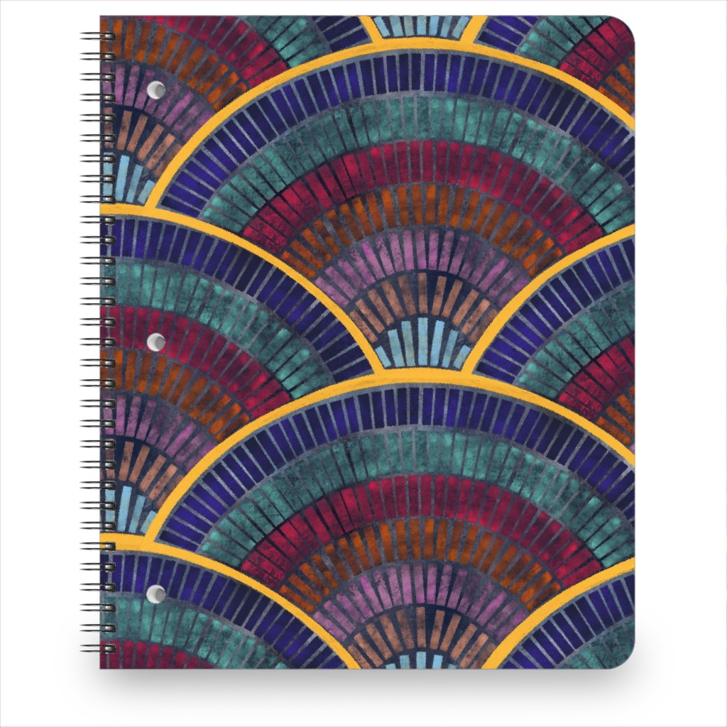 Moody Art Deco Tile - Dark Notebook, 8.5x11, Multicolor