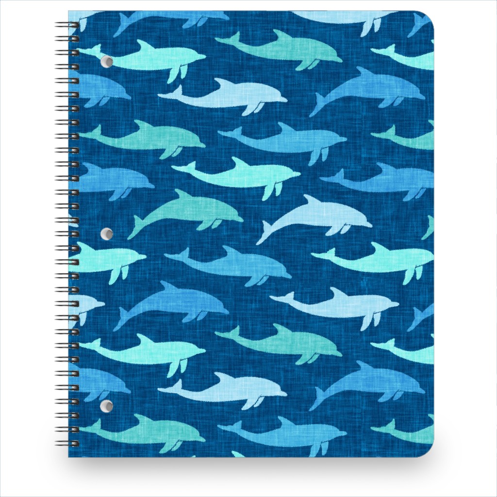 Dolphins Notebook, 8.5x11, Blue