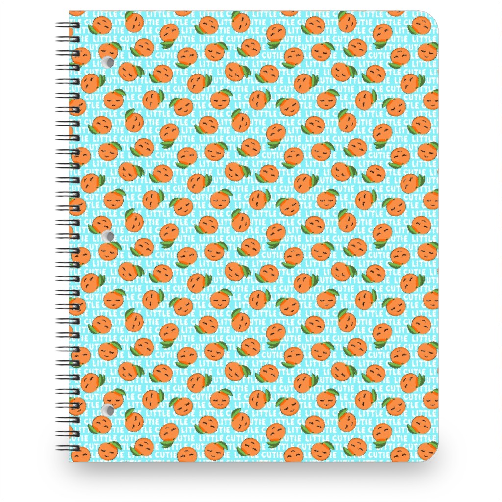 Little Cutie - Happy Oranges - Blue Notebook, 8.5x11, Blue, True Blue