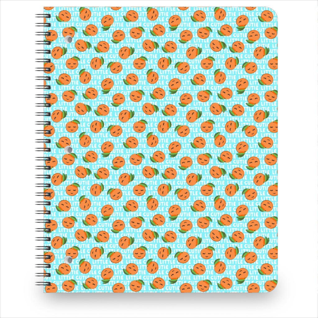 Little Cutie - Happy Oranges - Blue Notebook, 8.5x11, Blue