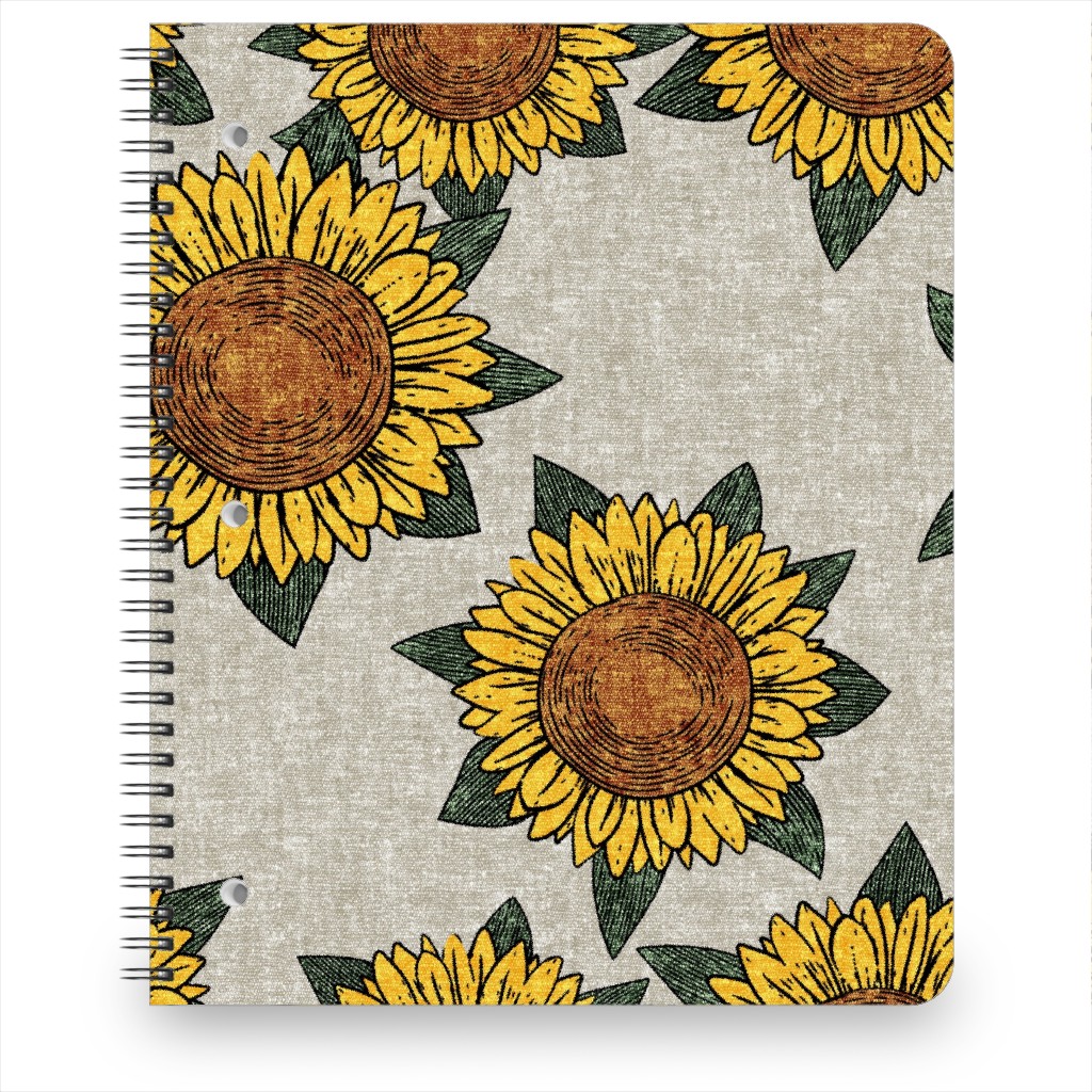 Sunflowers - Summer Flowers - Beige Notebook, 8.5x11, Orange