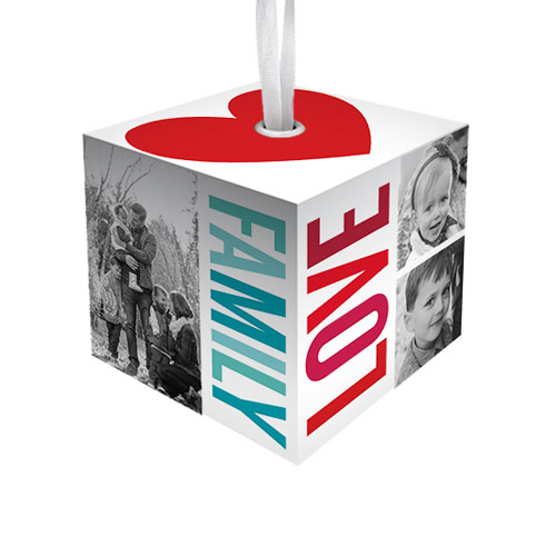 Family Love Hugs Cube Ornament, Red, Cubed Ornament