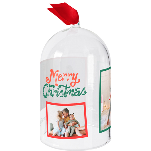 Colorblock Tilted Merry Glass Cloche Ornament, Red, Cloche, bright coral