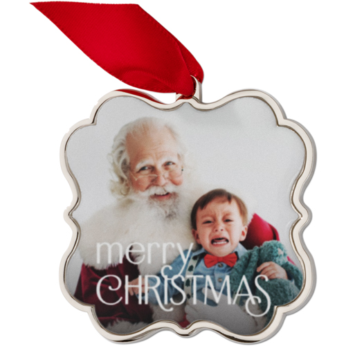 Contemporary Deco Christmas Keepsake Ornament, None, None, White, Scalloped