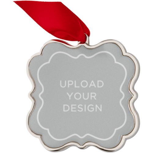 Upload Your Own Design Keepsake Ornament, Annual, Engraved back, Multicolor, Scalloped