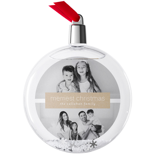 Craft Paper Christmas Snow Globe Ornament, White, Circle, white