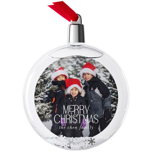 Sparkle Type Snow Globe Ornament, White, Circle