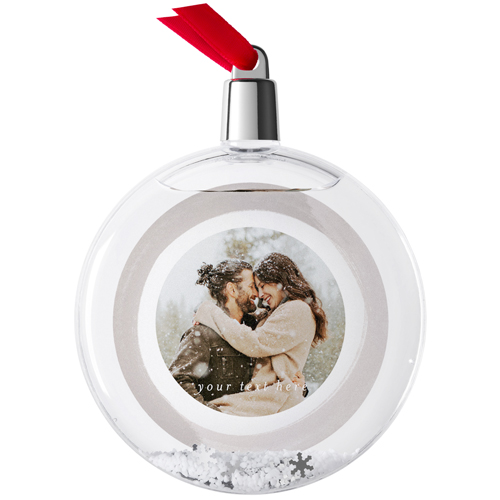 Watercolor Frame Snow Globe Ornament, White, Circle