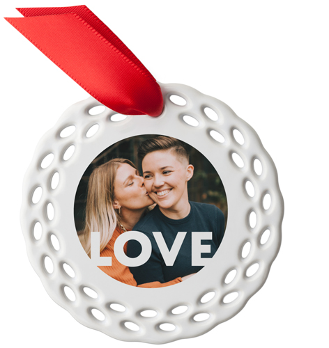 Bold Love Ceramic Ornament, White, Circle, white