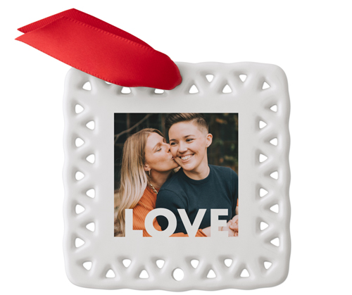 Bold Love Ceramic Ornament, White, Square