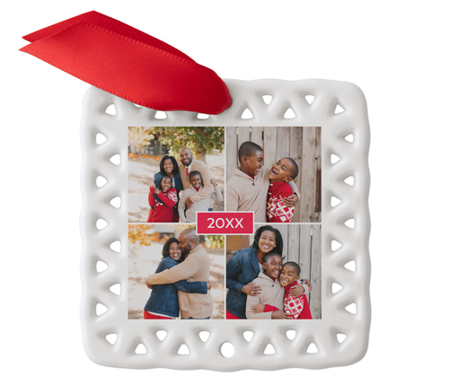 A Wonderful Year Ceramic Ornament, Red, Square Ornament