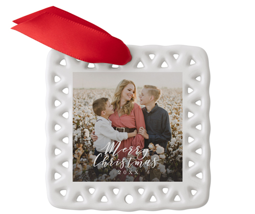 Elegant Celebration Ceramic Ornament, White, Square Ornament