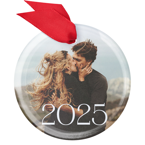 Classic Year Glass Ornament, White, Circle, white