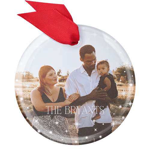 Sparkle Border Glass Ornament, White, Circle