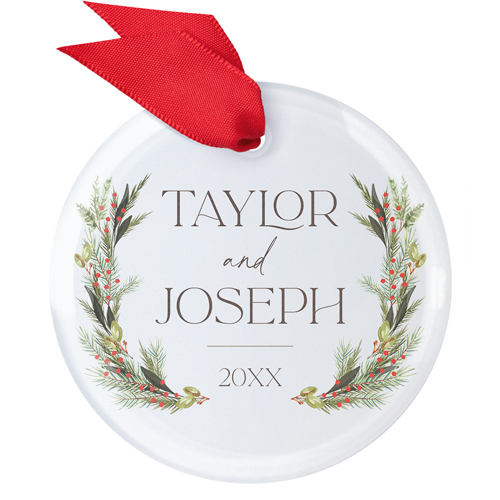 Engaged Christmas Glass Ornament, Gray, Circle