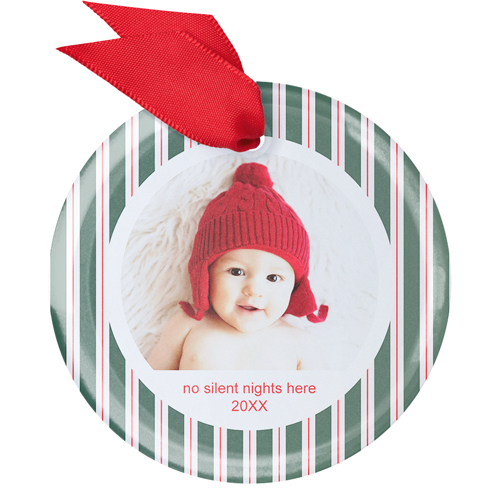 Striped Frame Glass Ornament, Blue, Circle, lake