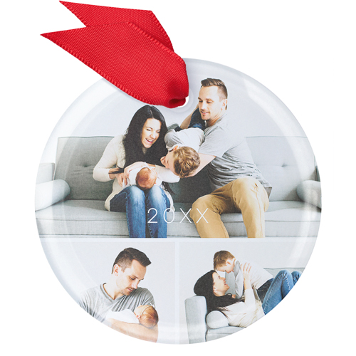 Gallery of Three Collage Glass Ornament, Multicolor, Circle