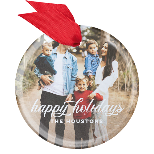 Classic Celebration Glass Ornament, Gray, Circle, gray