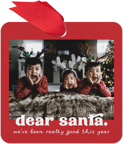 Dear Santa Metal Ornament, Red, Square