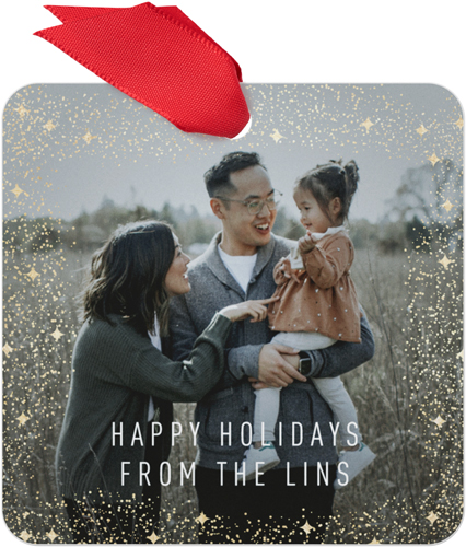 Starry Overlay Metal Ornament, White, Square, white