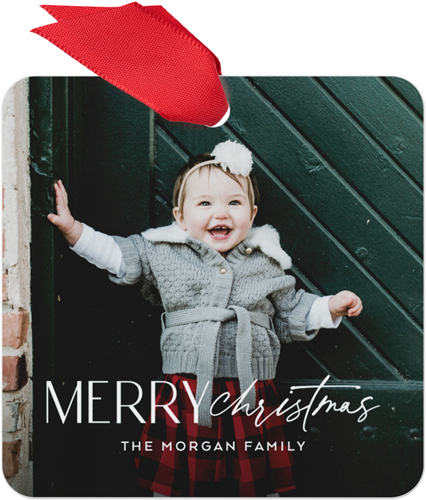 Contemporary Greetings Metal Ornament, White, Square