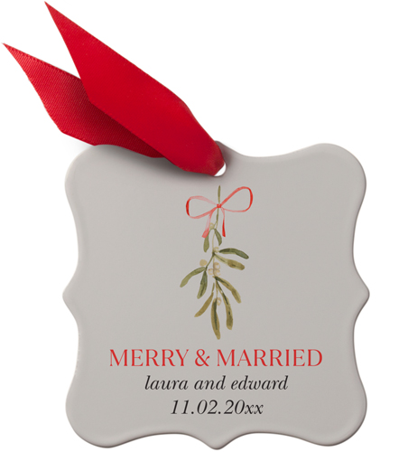 Merry and Married Vows Metal Ornament, Beige, Square Bracket