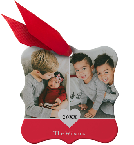 Annual Heart Metal Ornament, Red, Square Bracket