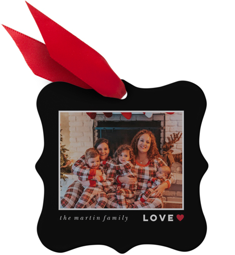 Modern Love Heart Metal Ornament, Black, Square Bracket