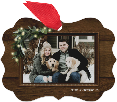 Dark Rustic Border Metal Ornament, Brown, Rectangle Bracket, walnut