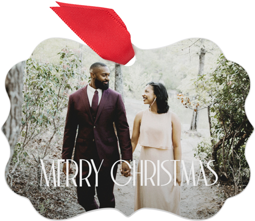 Simple Deco Christmas Metal Ornament, White, Rectangle Bracket, white