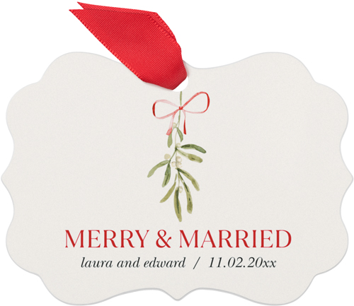 Merry and Married Vows Metal Ornament, Beige, Rectangle Bracket