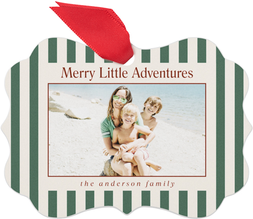 Stripe Frame Vignette Metal Ornament, Red, Rectangle Bracket, cinnamon