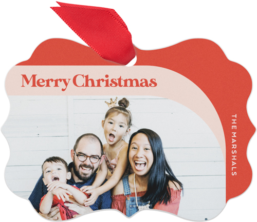 Modern Christmas Banner Metal Ornament, Orange, Rectangle Bracket