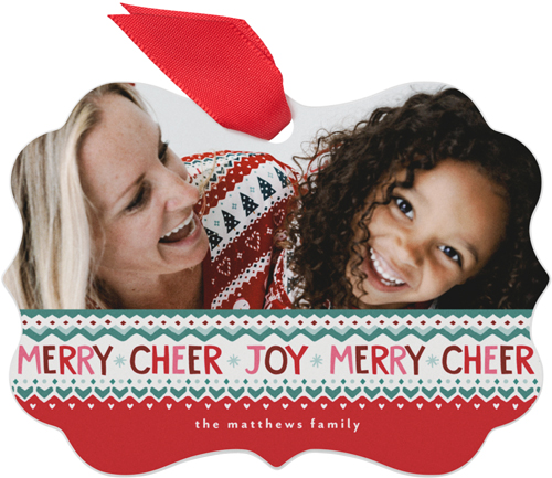 Little Sleepies Festive Fair Isle Metal Ornament, Red, Rectangle Bracket, fire engine