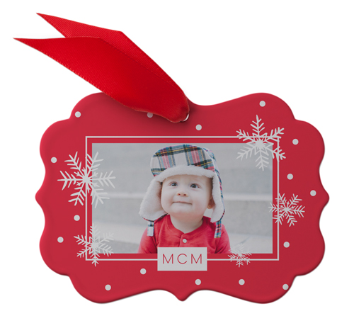 Baby's First Year Christmas Metal Ornament, Red, Rectangle Bracket
