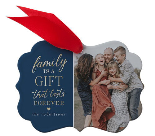 Family Is A Gift Metal Ornament, Blue, Rectangle Bracket