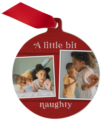 Naughty And Nice Metal Ornament, Red, Circle