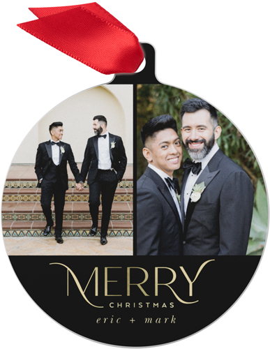 Married Christmas Deco Metal Ornament, Black, Circle Ornament