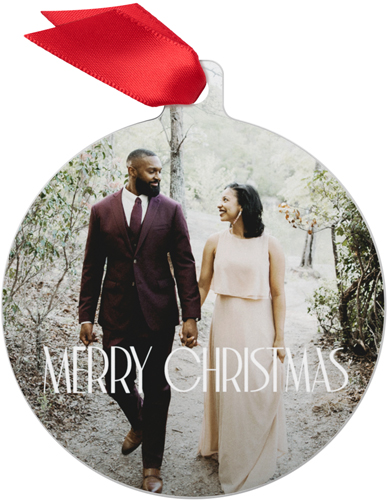 Simple Deco Christmas Metal Ornament, White, Circle