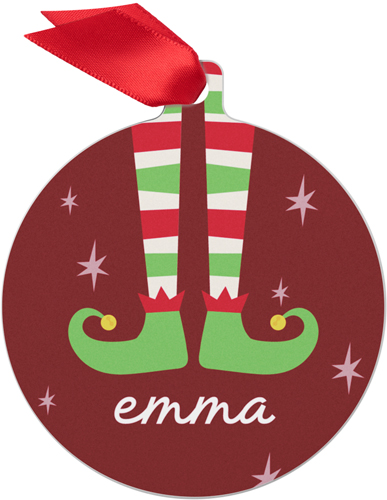 Personalized Elf Year Metal Ornament, Red, Circle