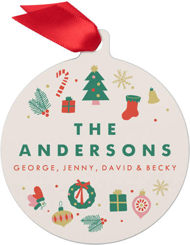 Vintage Icons Family Name Metal Ornament, Beige, Circle